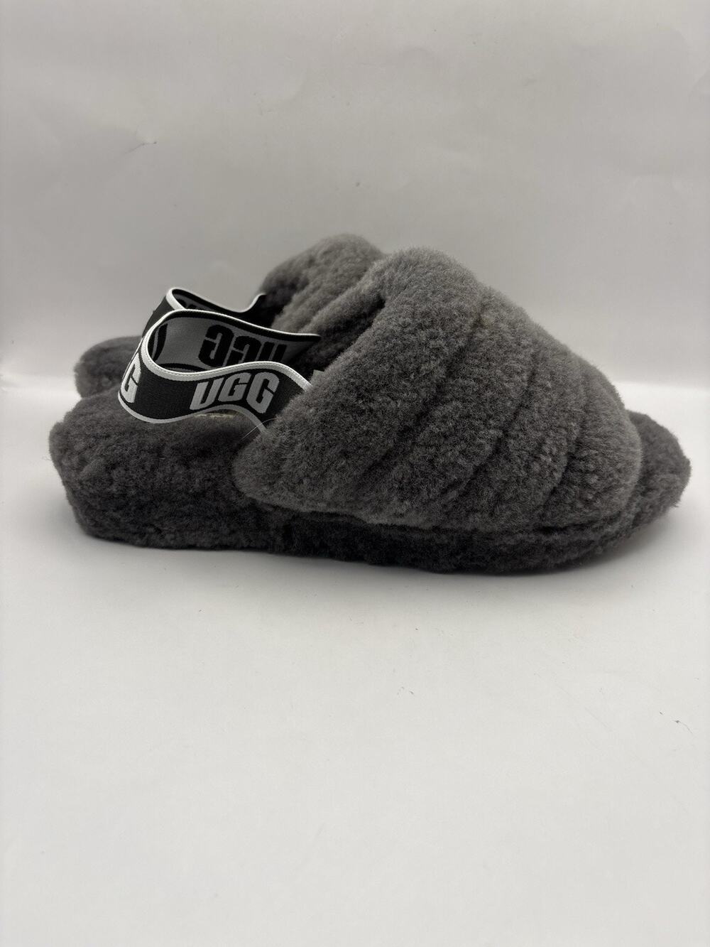 Ugg Fluff Yeah Gray Slide Sandals Women Size 9